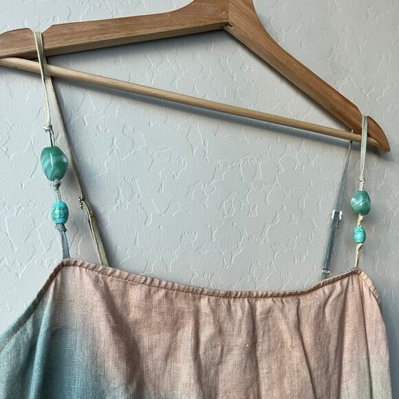 Staud Dress Laura Pastel Clouds Tie Dye Beaded Linen Beach Maxi Dress Size M - Picture 3 of 11